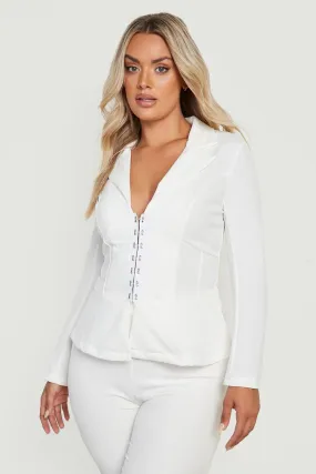 Plus Seam Corset Detail Blazer