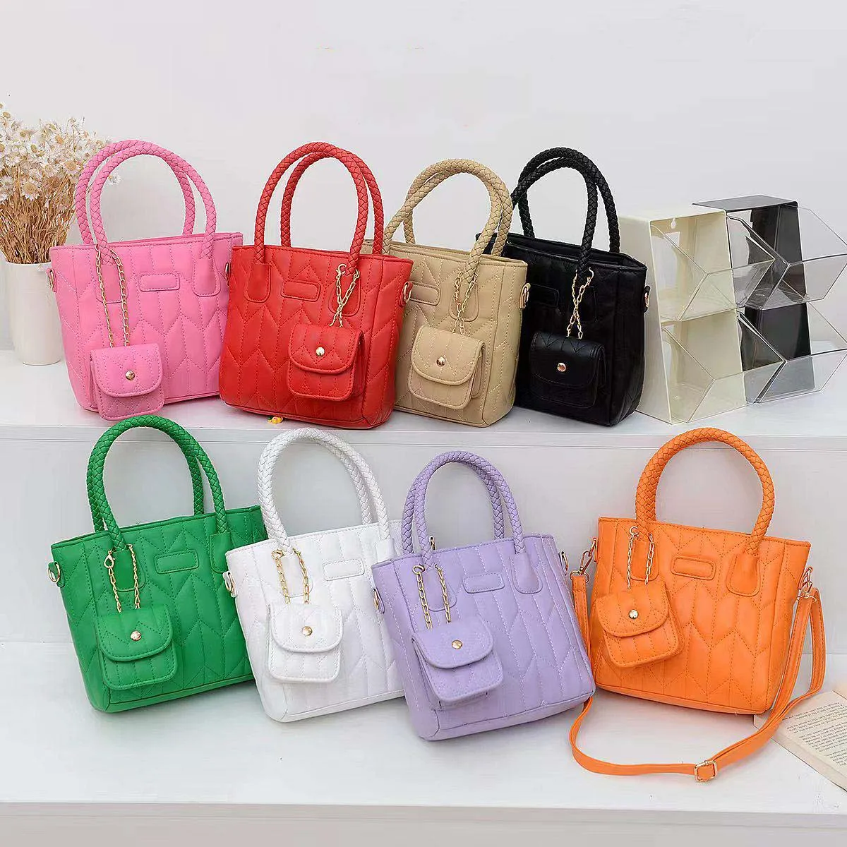 Portable Solid Color Crossbody Bag