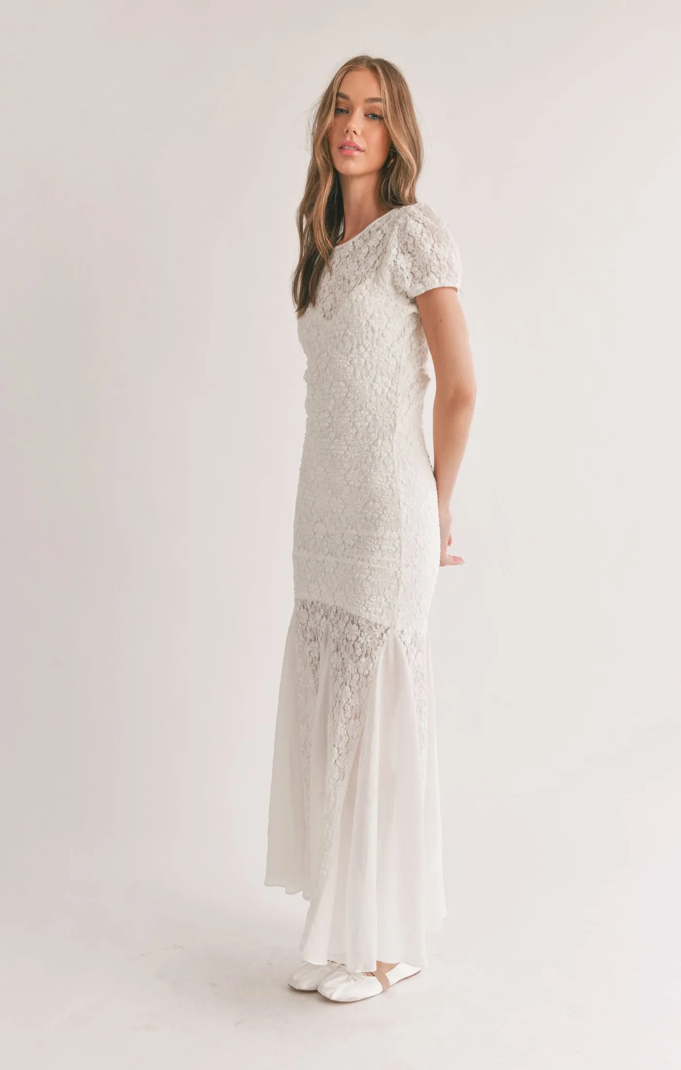 Quiet Light Godet Flare Maxi Dress