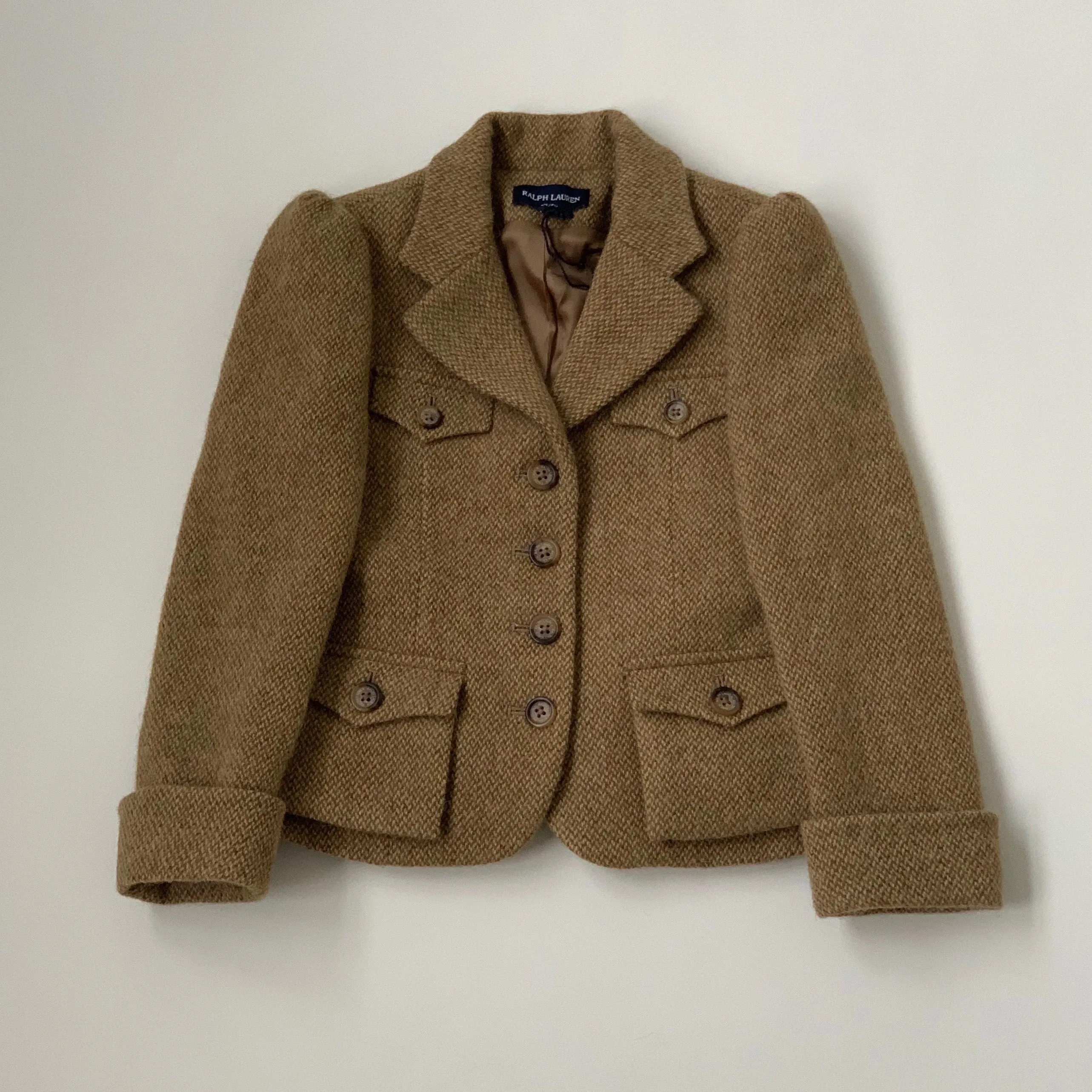 Ralph Lauren Tan Tweed Riding Style Jacket