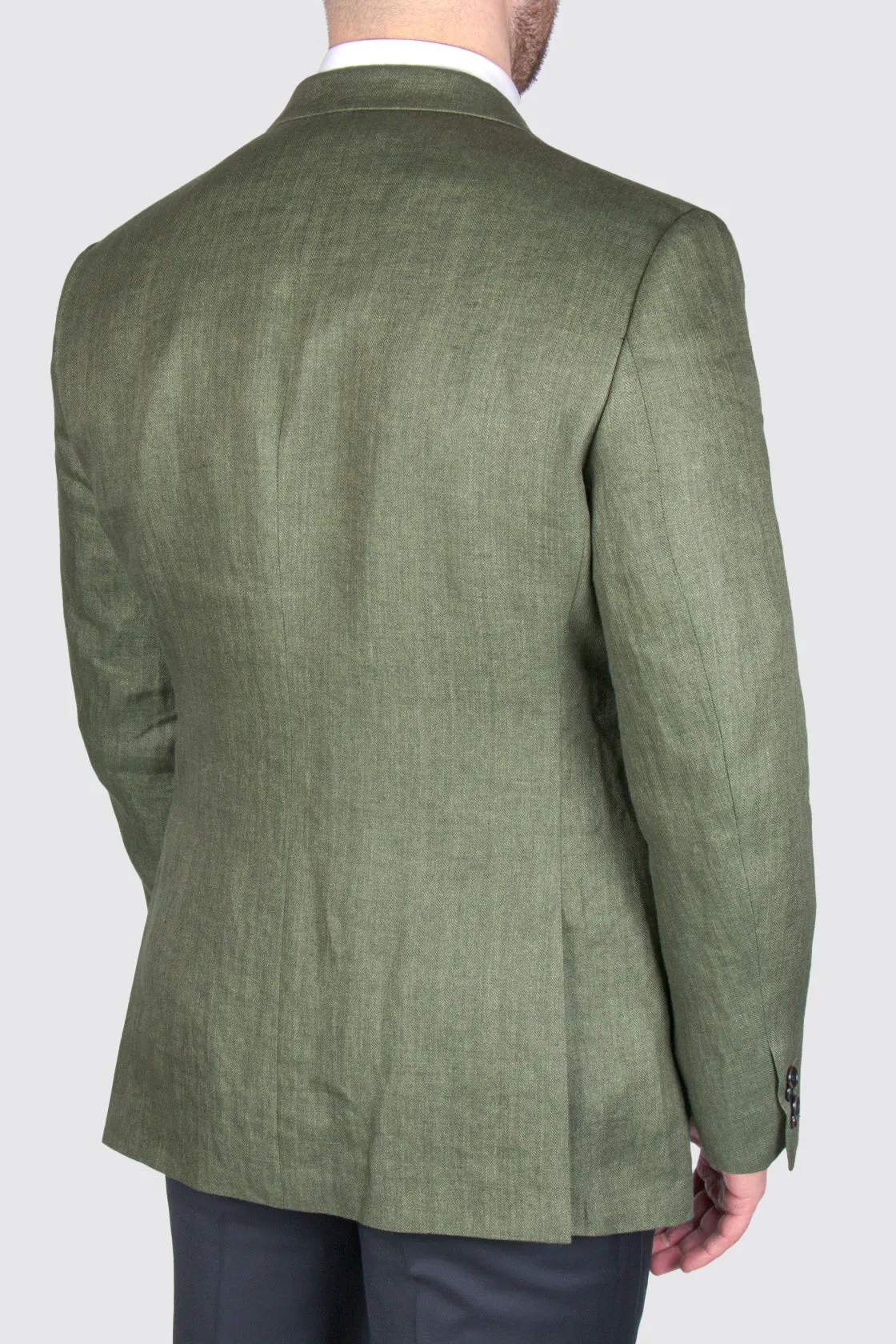 Rembrandt Hawker Herringbone Linen Blazer Green