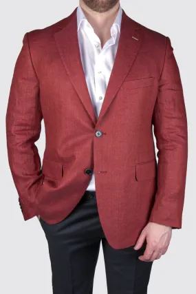 Rembrandt Hawker Herringbone Linen Blazer Red