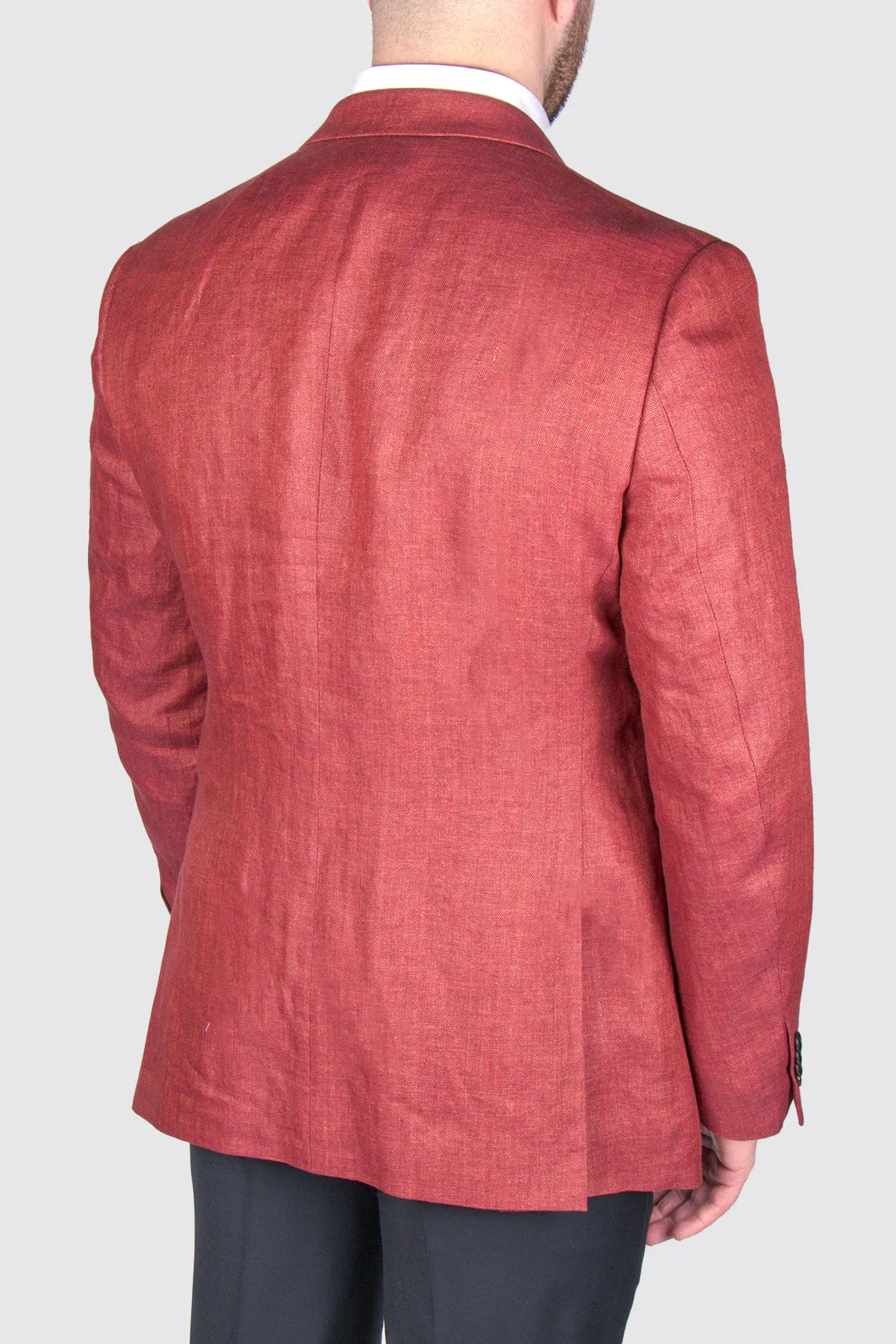 Rembrandt Hawker Herringbone Linen Blazer Red