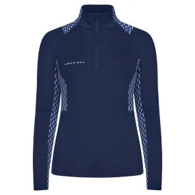 Rohnisch Bonnie Printed Ladies Long Sleeve Polo Shirt Logo Blue