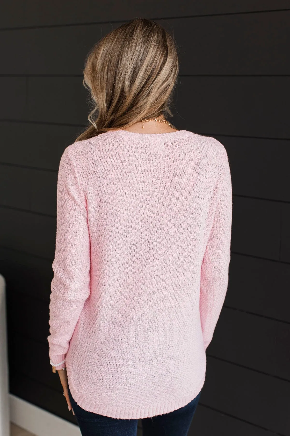 Runway Beauty Knit Sweater- Baby Pink