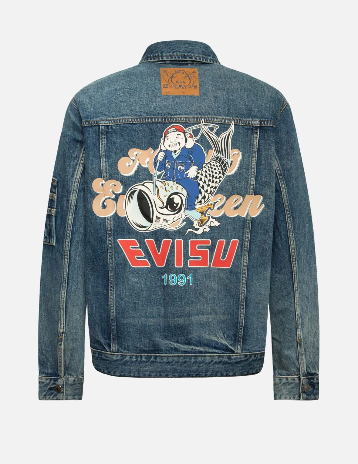 Seagull Embroidery Godhead Print Relax Fit Denim Jacket