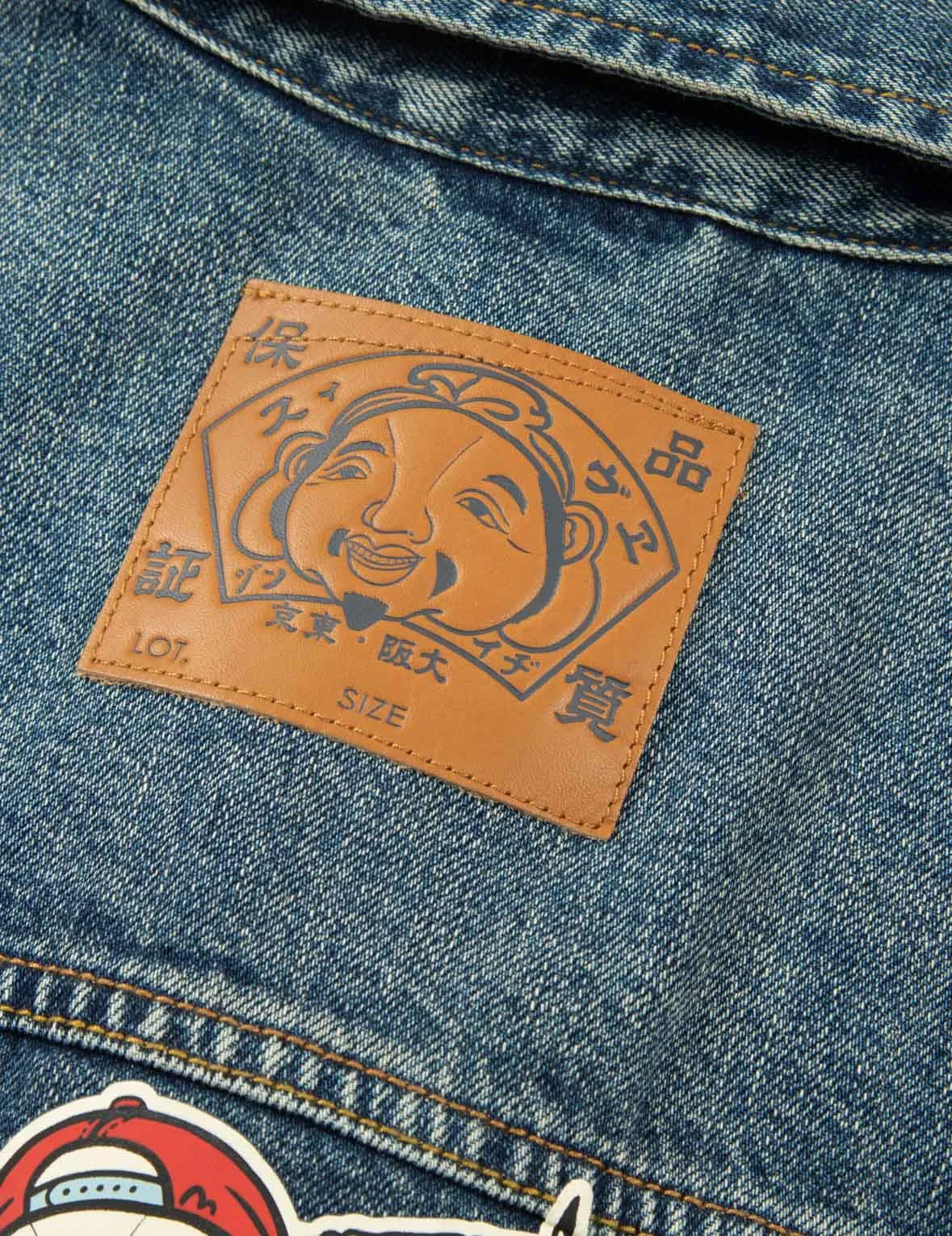 Seagull Embroidery Godhead Print Relax Fit Denim Jacket