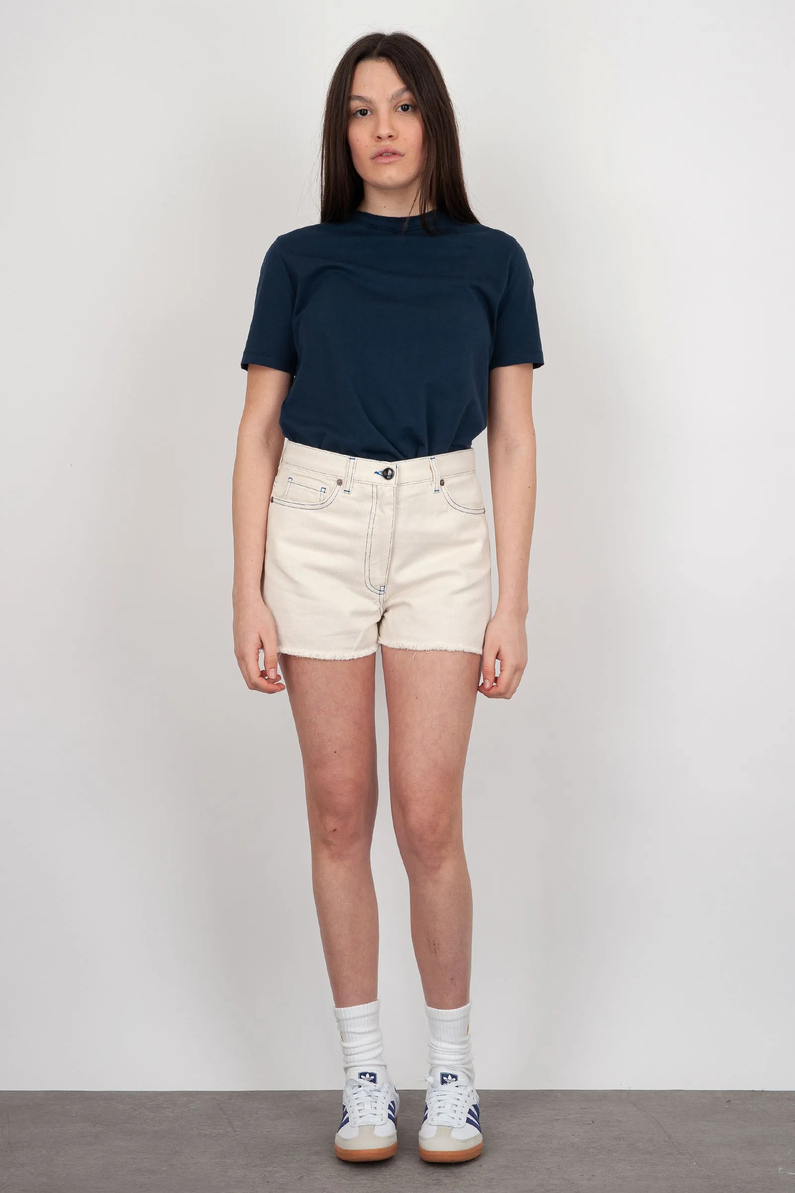 Semicouture Shorts Lorenza Denim Avorio