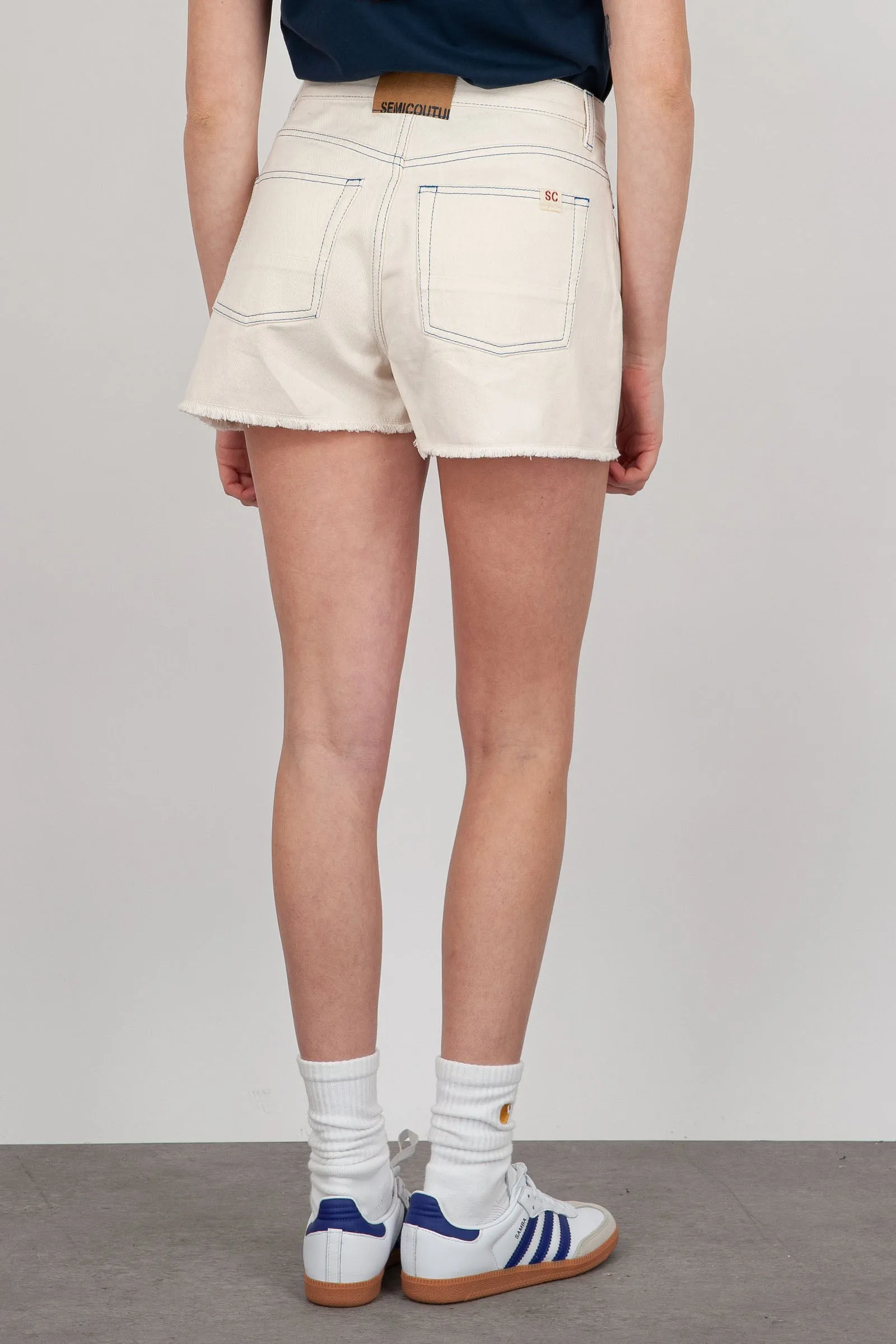 Semicouture Shorts Lorenza Denim Avorio