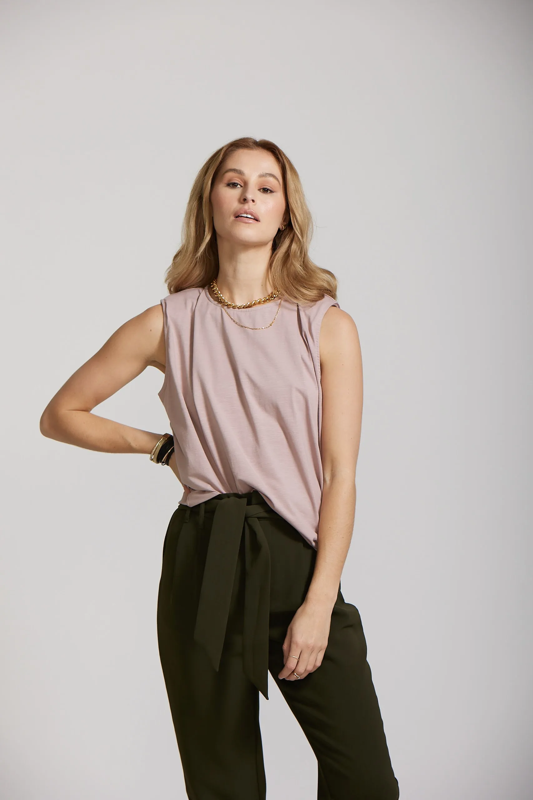 Shoulder Tee - Blush Biscuit