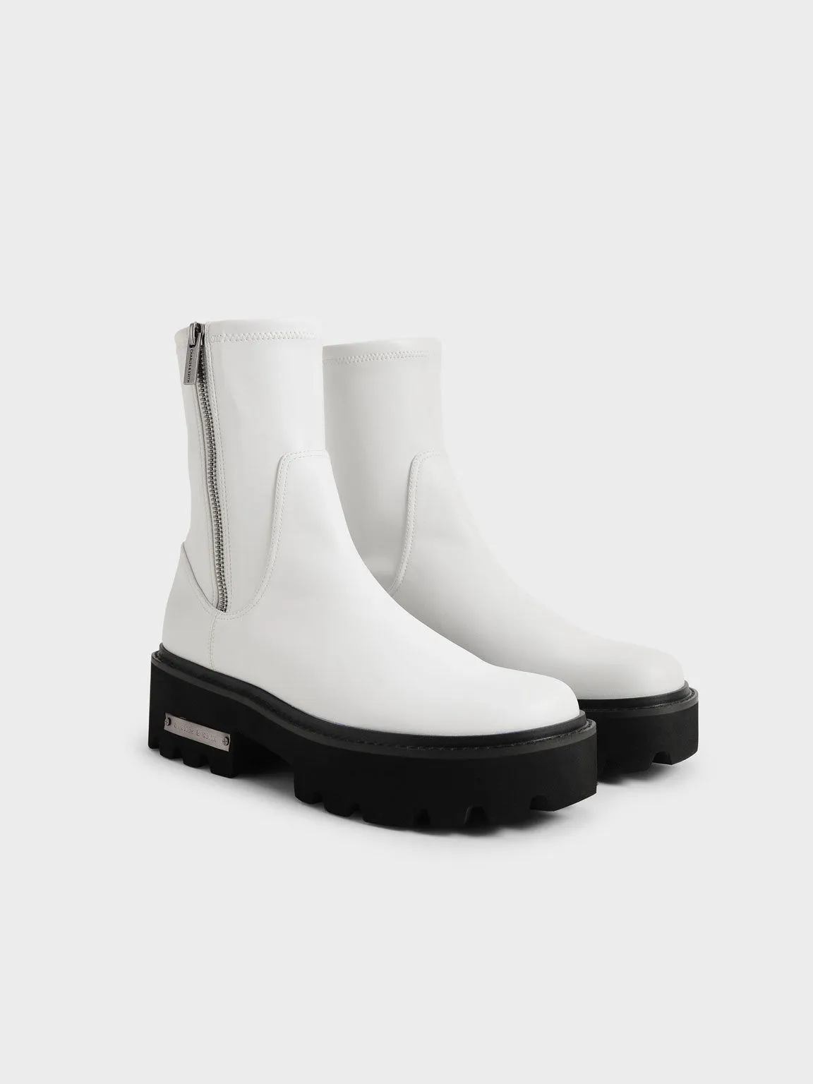 Side-Zip Ankle Boots - White