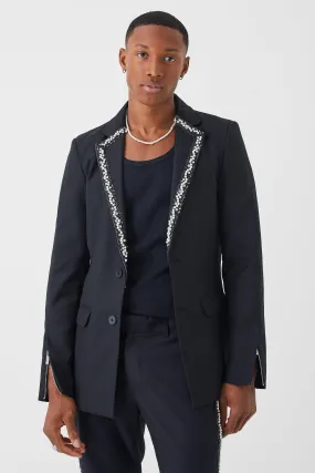 Skinny Fit Single Breasted Embellished Blazer