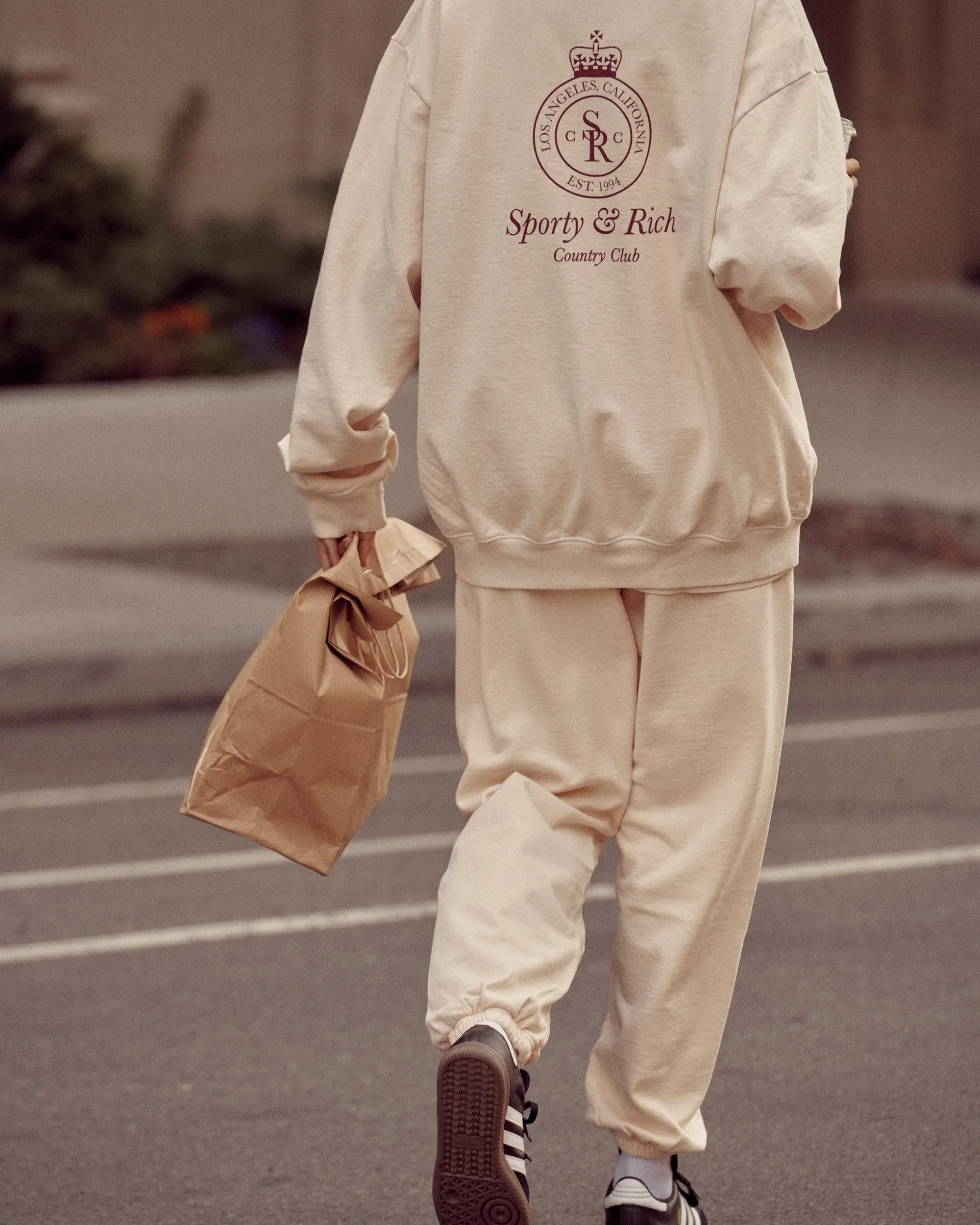 Sporty & Rich Crown Sweatpants in Cream