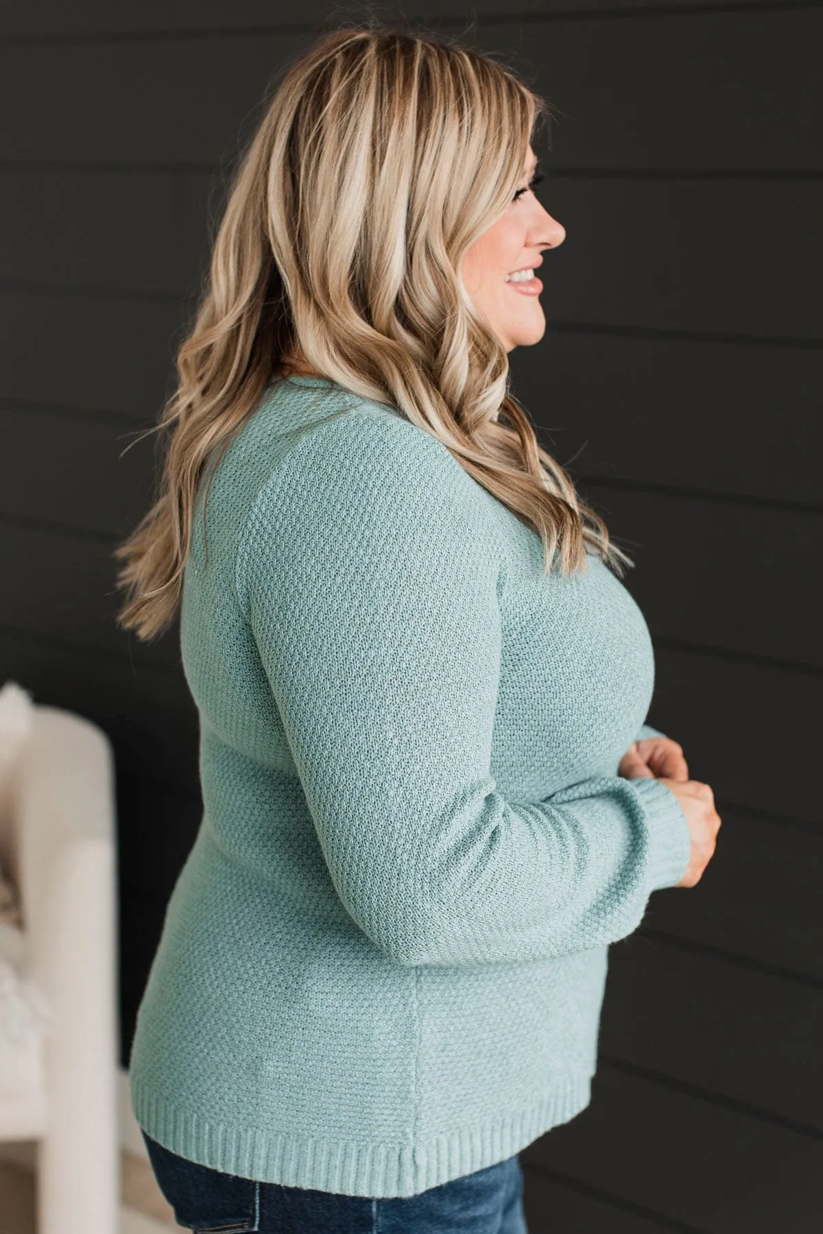 Start Fresh Knit Sweater- Dusty Teal