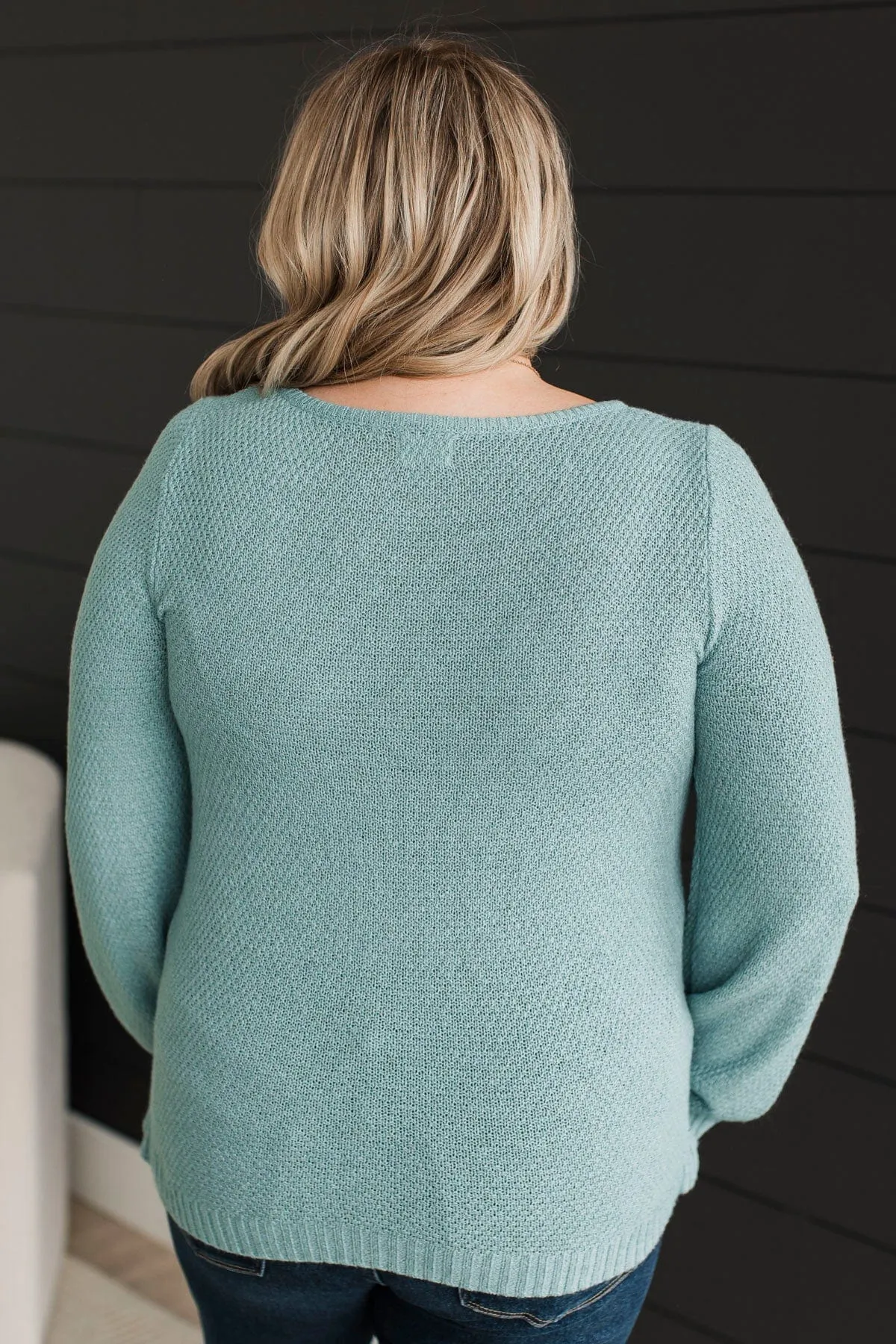 Start Fresh Knit Sweater- Dusty Teal