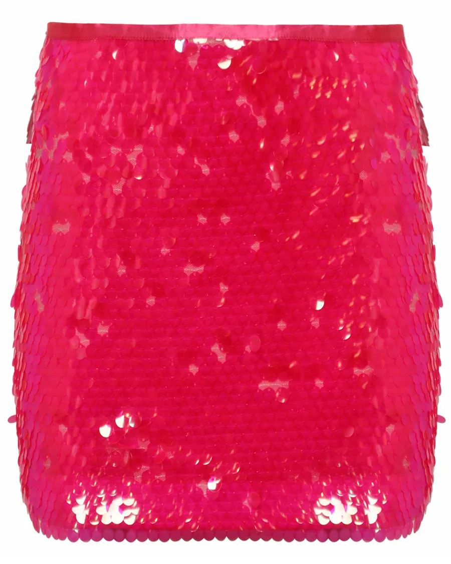 Strawberry Jolly Rancher Sequin Mini Skirt