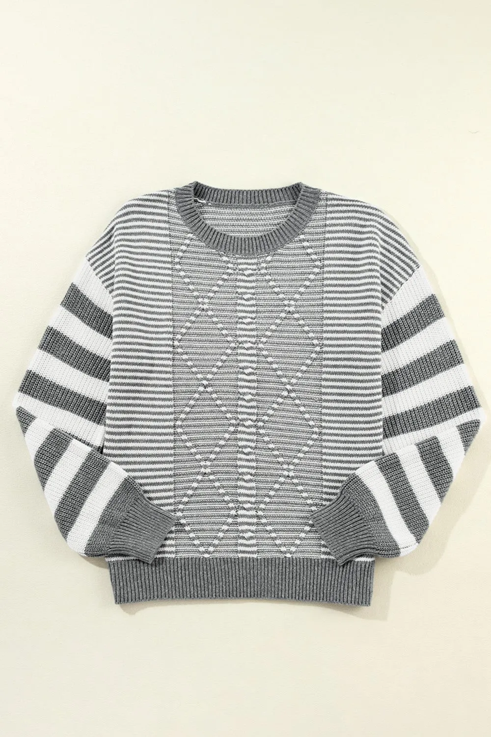 Striped Round Neck Long Sleeve Sweater