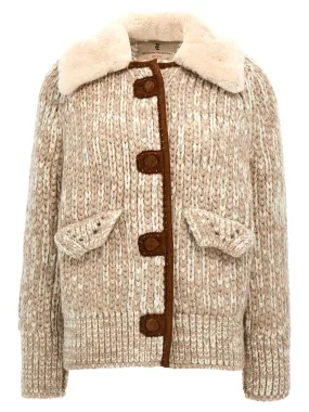 Suede Insert Knit Jacket Casual Jackets, Parka Beige