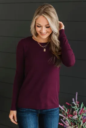 Sweet Kisses Striped Knit Sweater- Plum