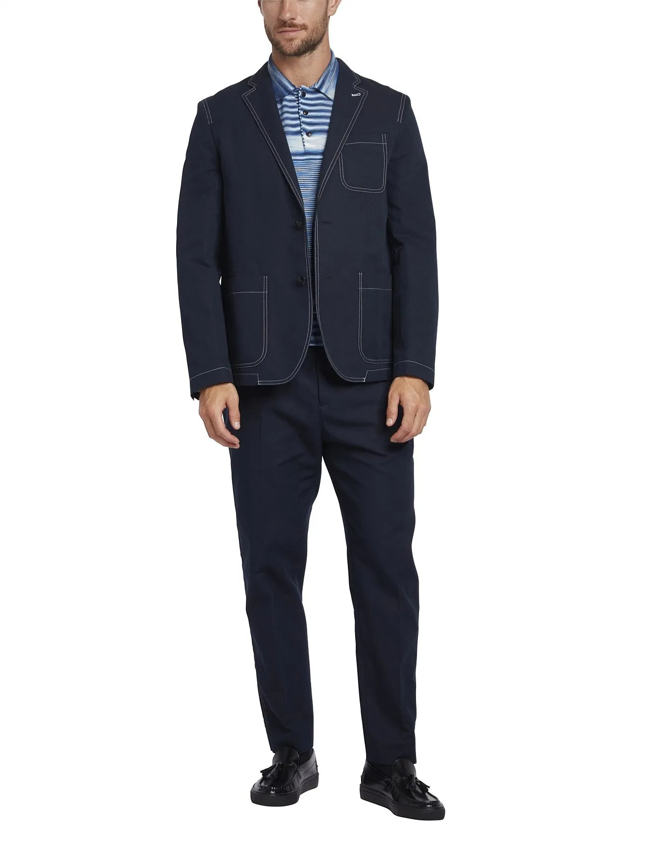 Ted Baker Kilpeck Contrast Stitch Blazer Navy