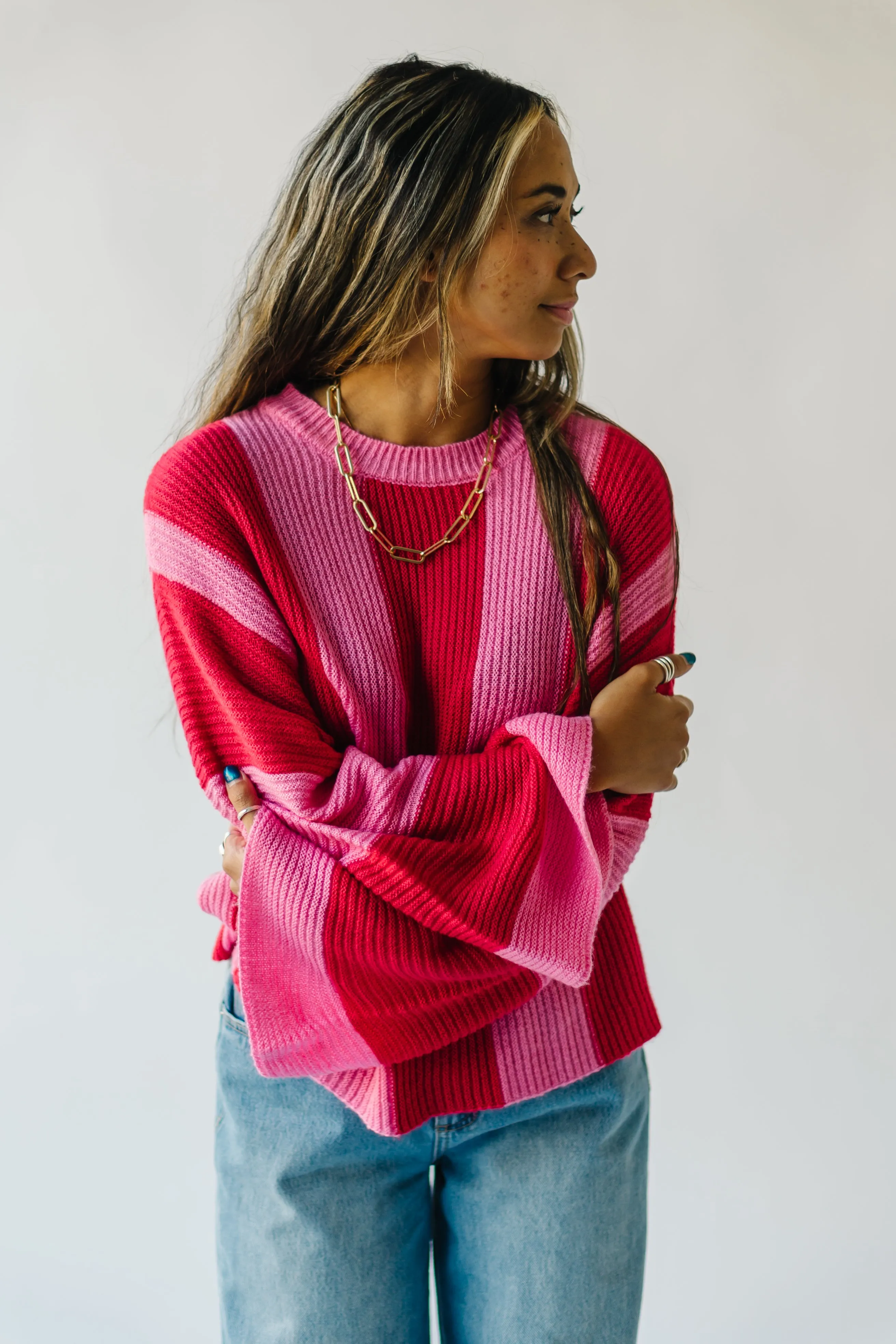 The Tiffin Striped Sweater in Pink