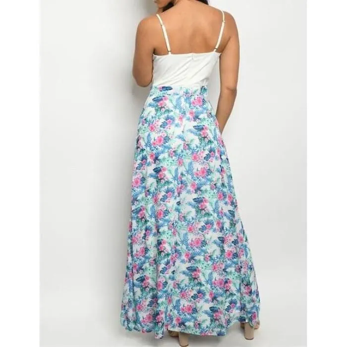 Tie Front Bodice Floral Maxi