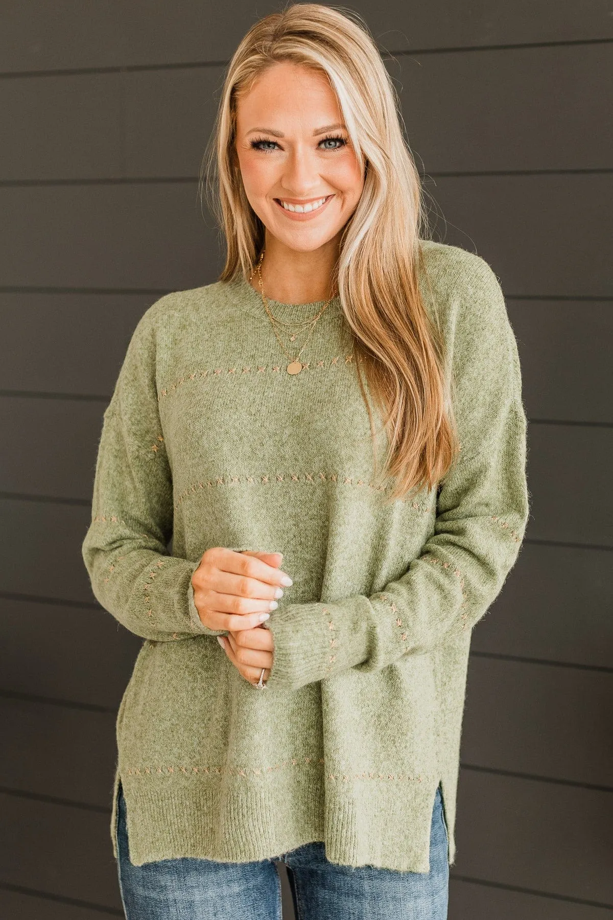 Watch Them Swoon Knit Sweater- Sage