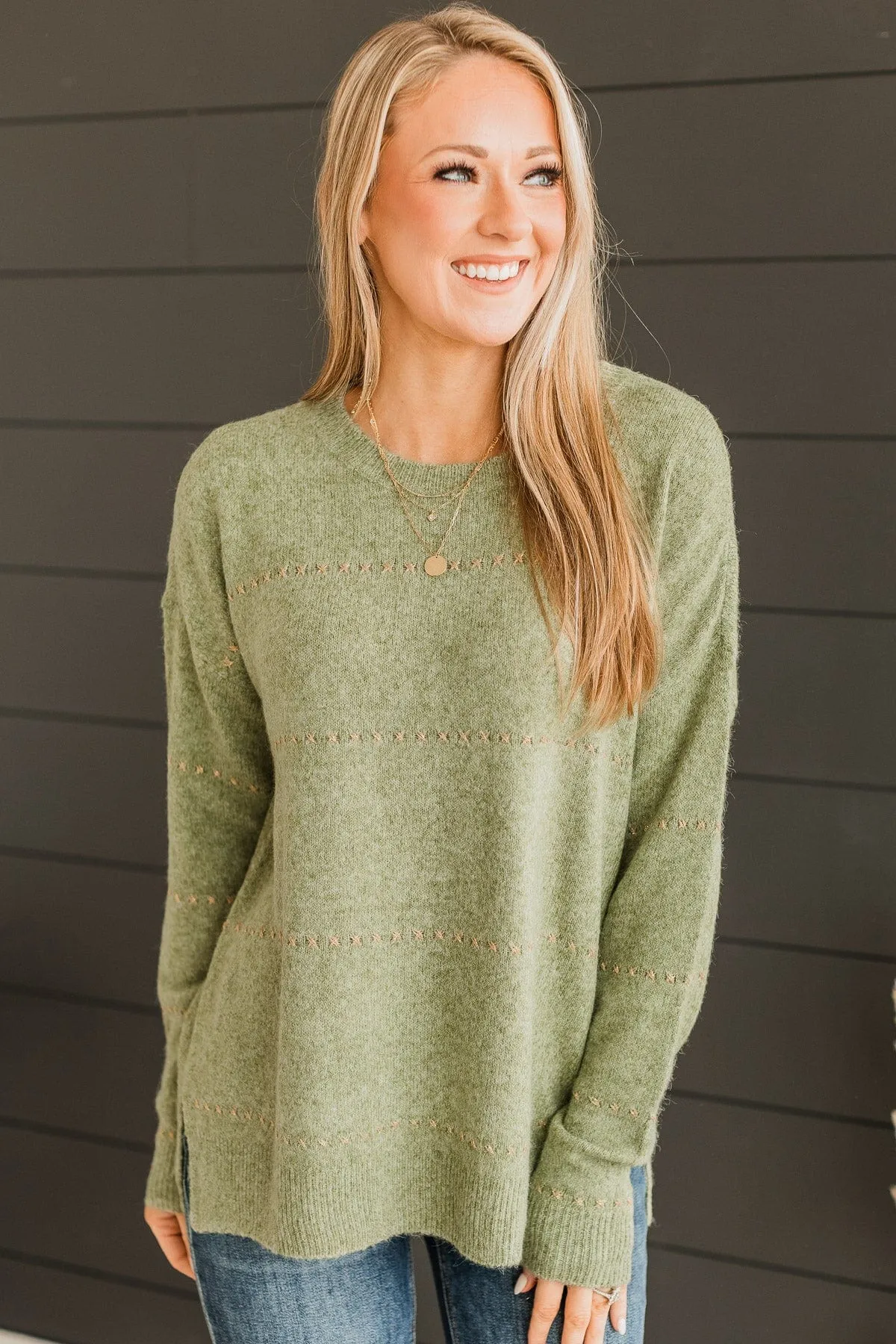 Watch Them Swoon Knit Sweater- Sage