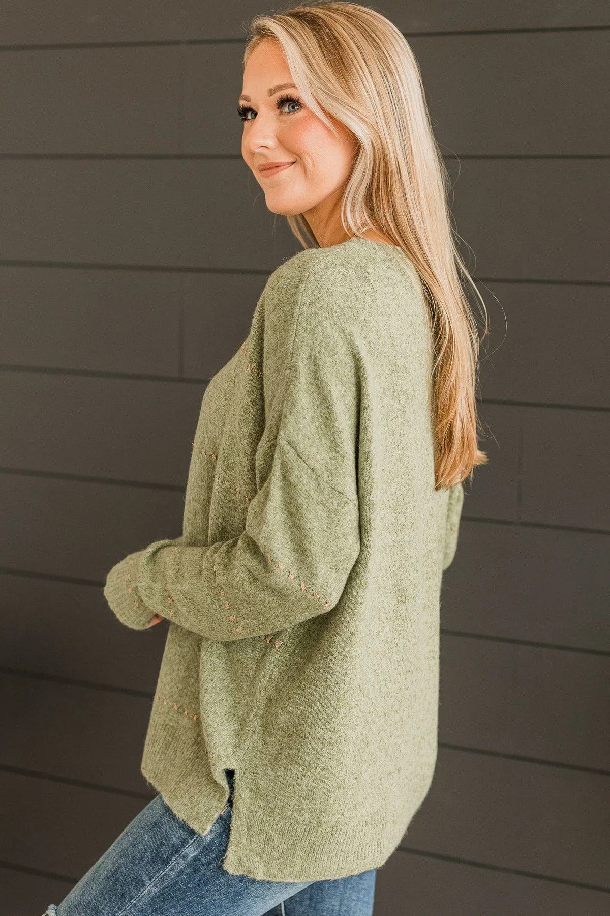 Watch Them Swoon Knit Sweater- Sage