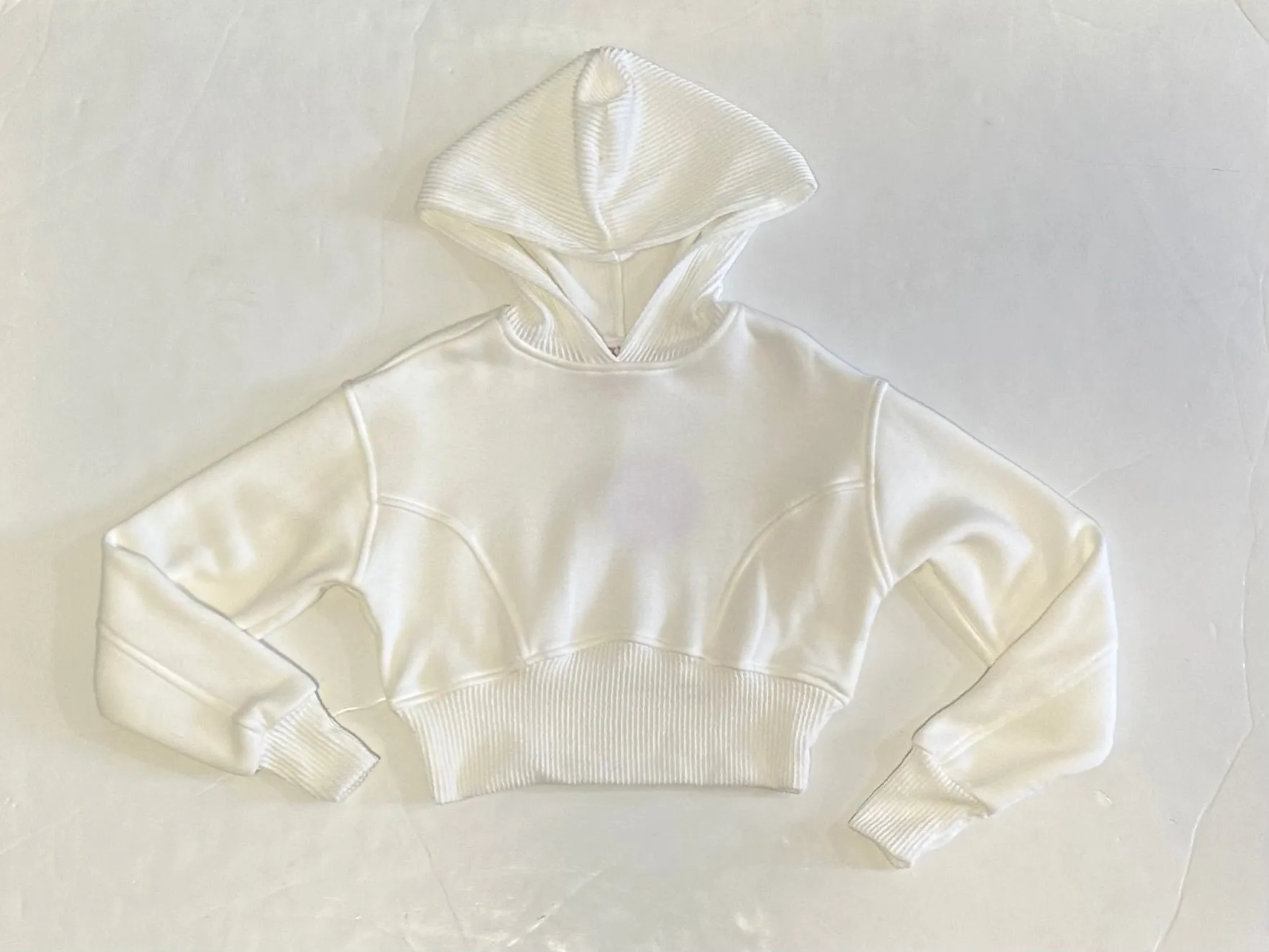 White Crop Hoodie Sweater