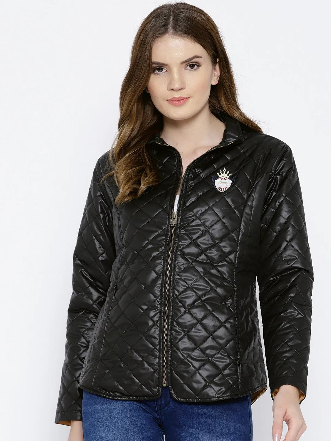 Women Black Quilted Jacket