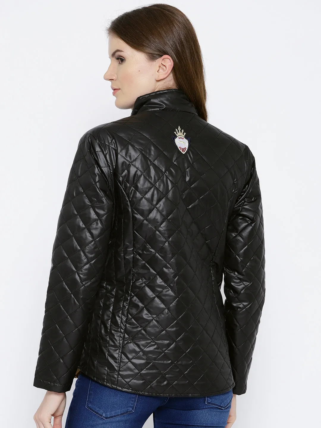 Women Black Quilted Jacket