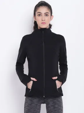 Women Black Sports Sporty Jacket