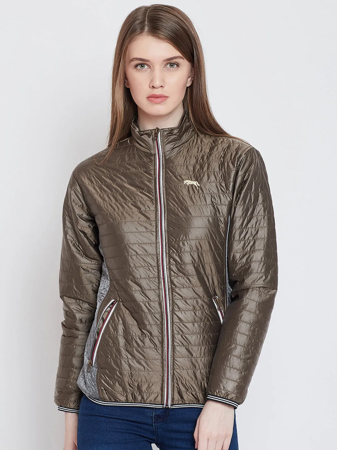 Women Casual Copper Quilted Jacket