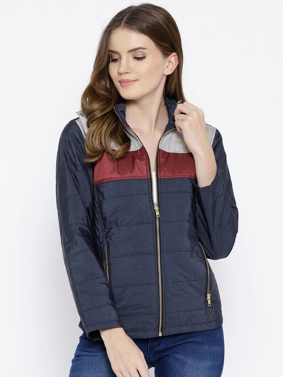 Women Navy Blue Puffer Jacket