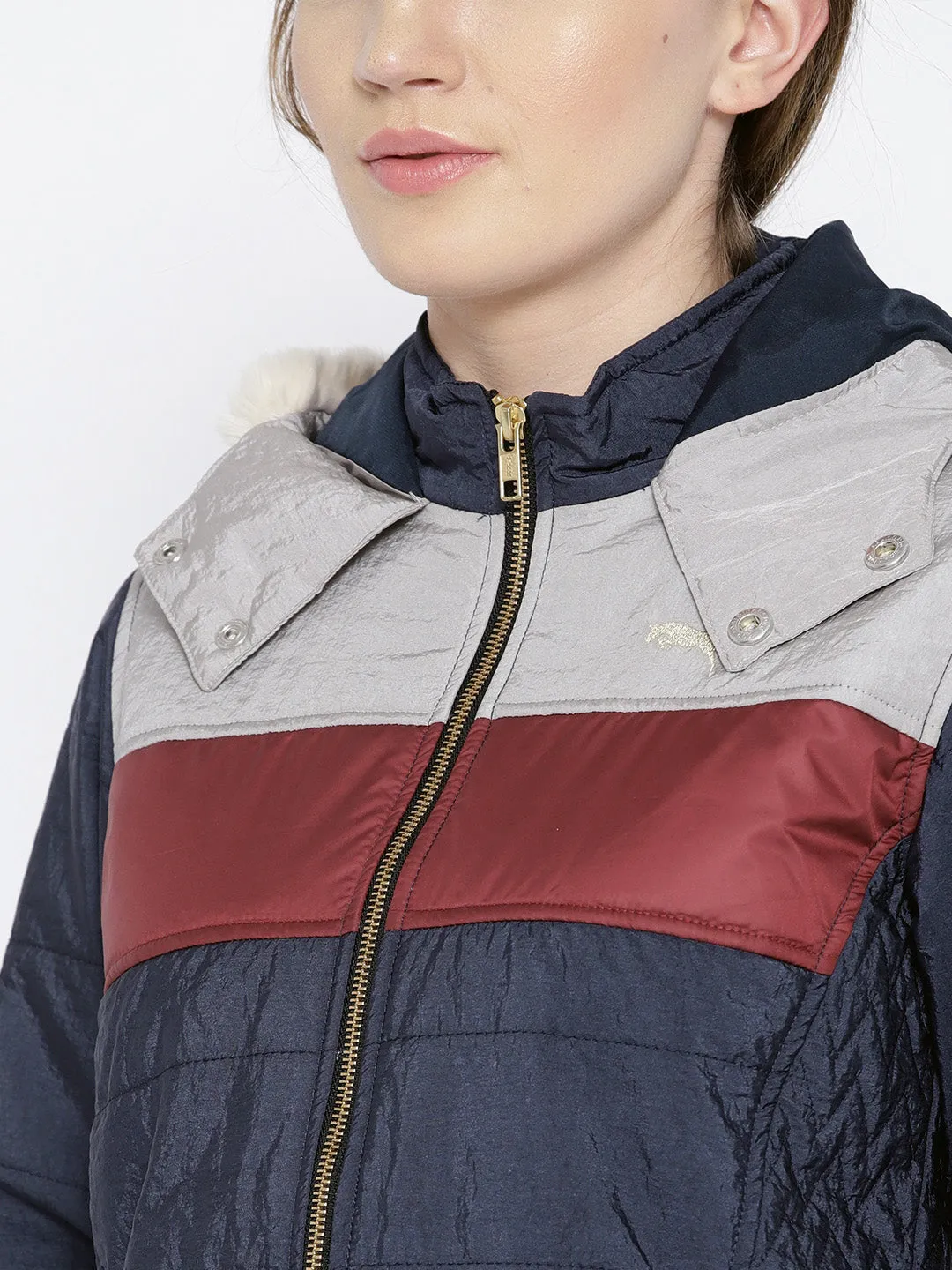 Women Navy Blue Puffer Jacket