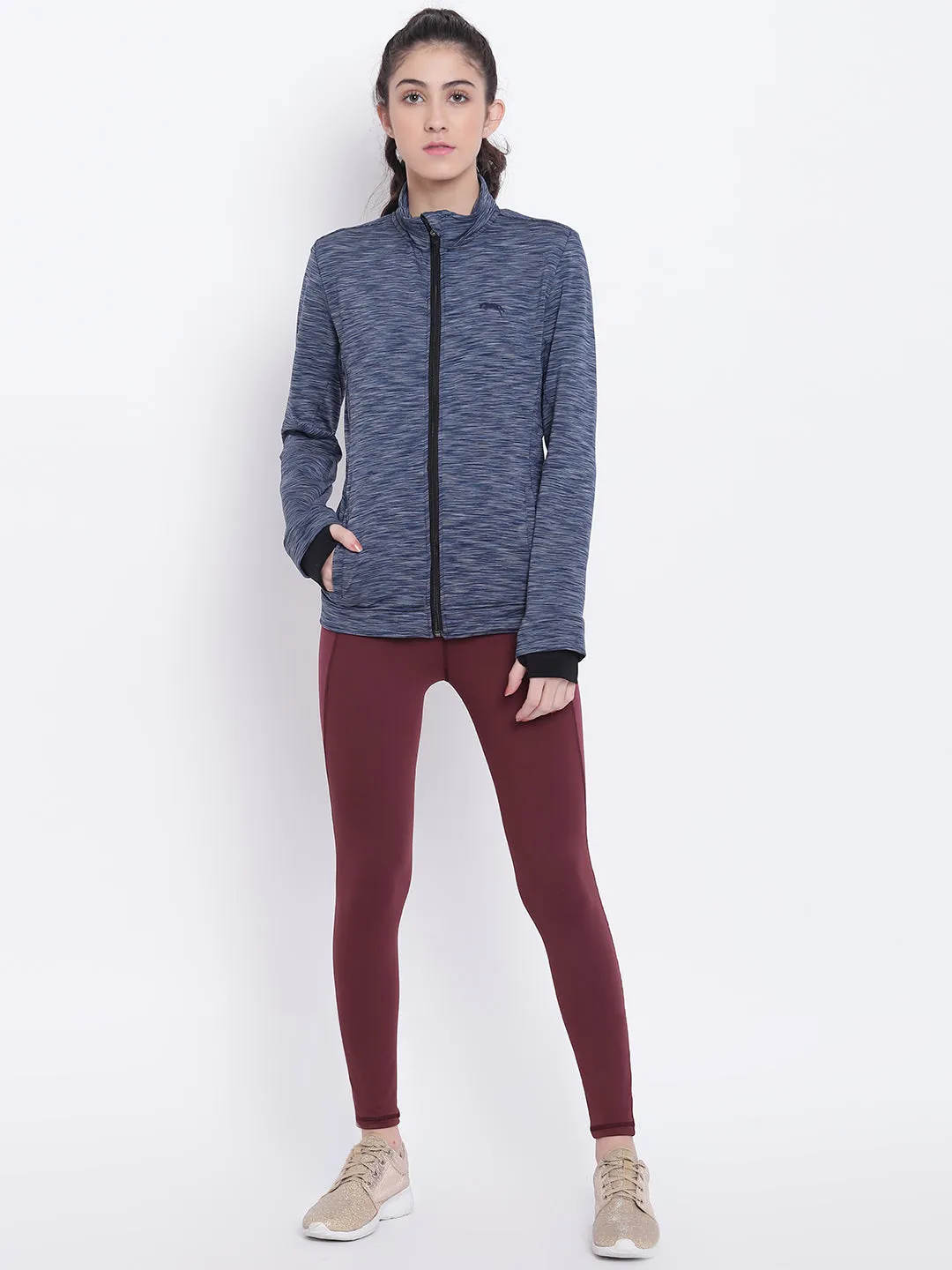 Women Navy Blue Sports Sporty Jacket