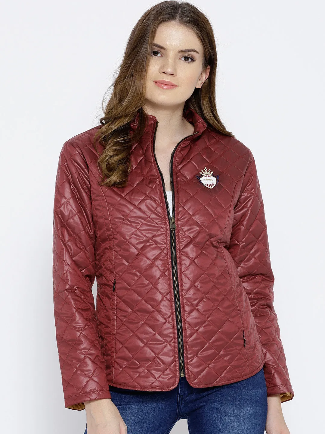 Women Red Quilted Jacket