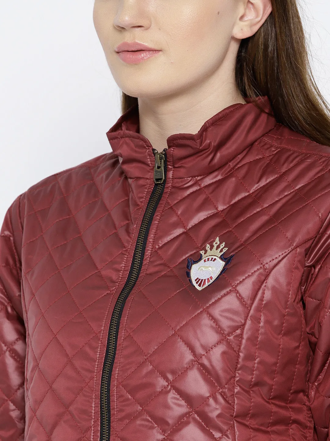 Women Red Quilted Jacket