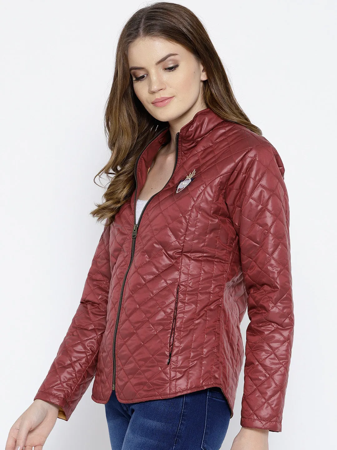 Women Red Quilted Jacket