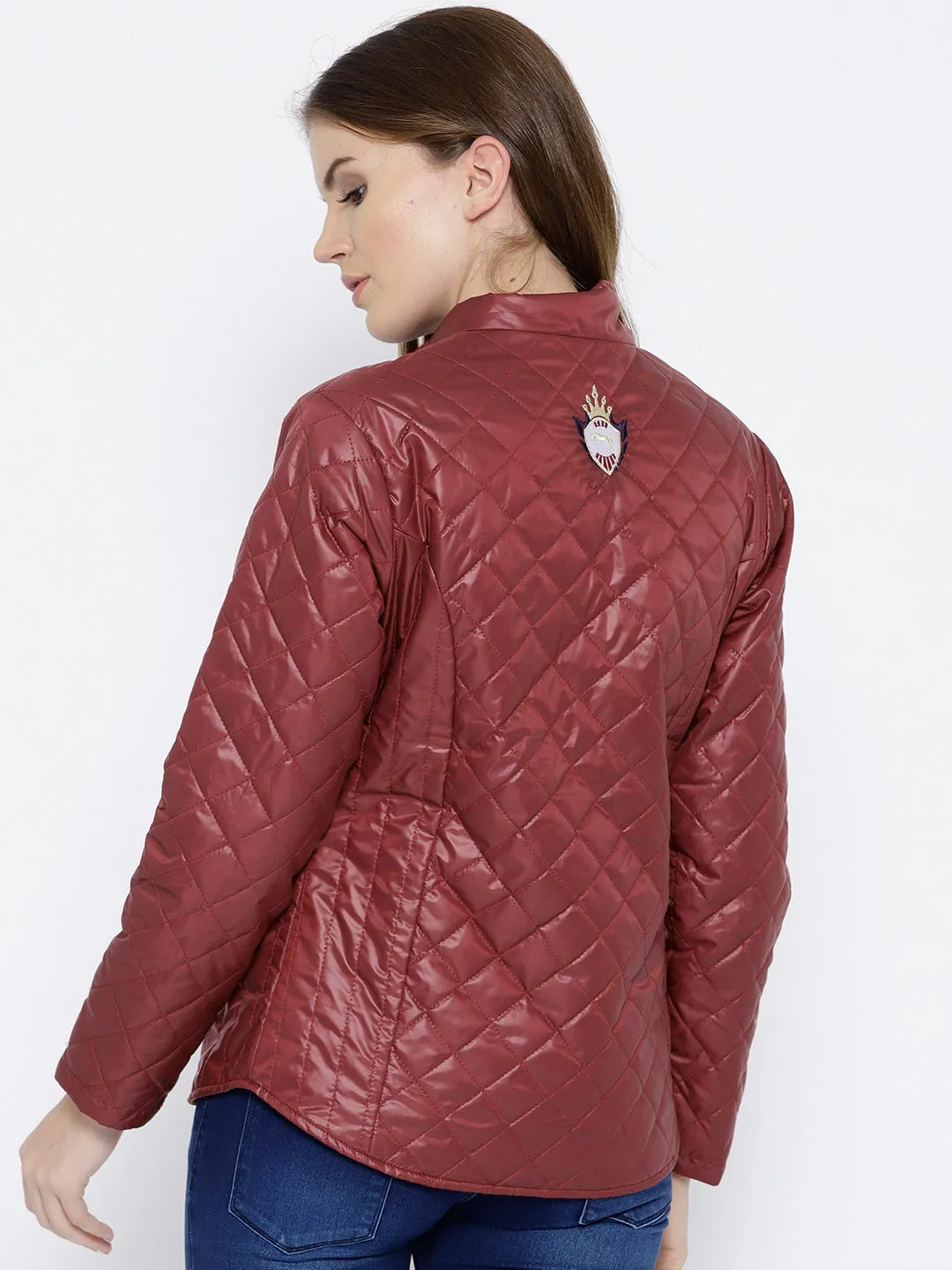 Women Red Quilted Jacket