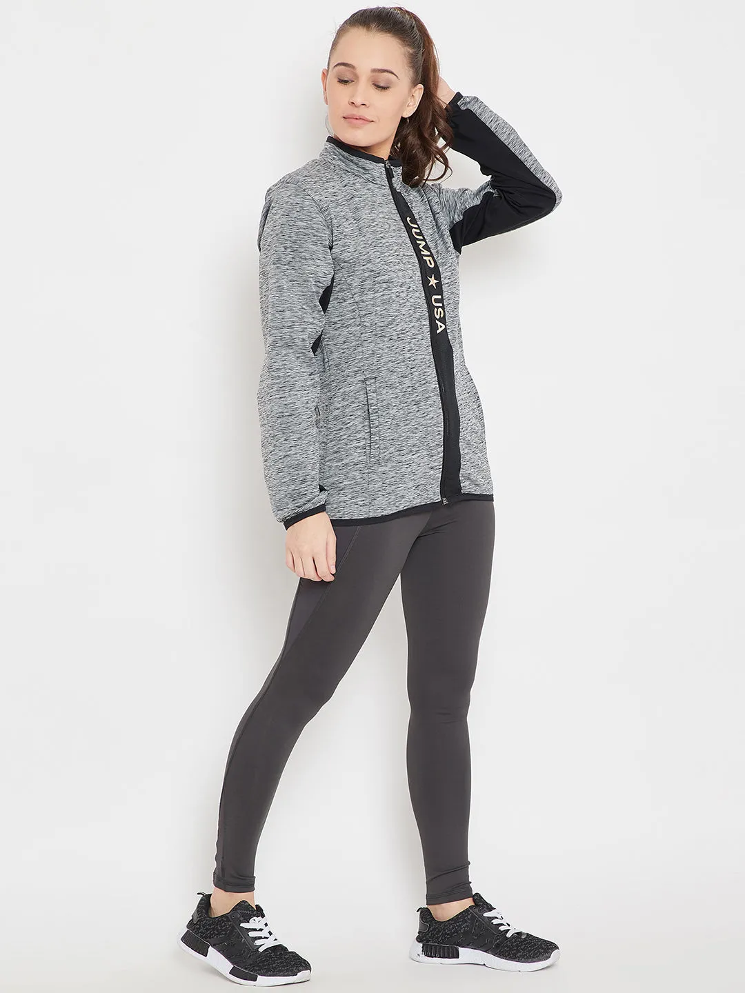 Women Sports Black Sporty Jacket