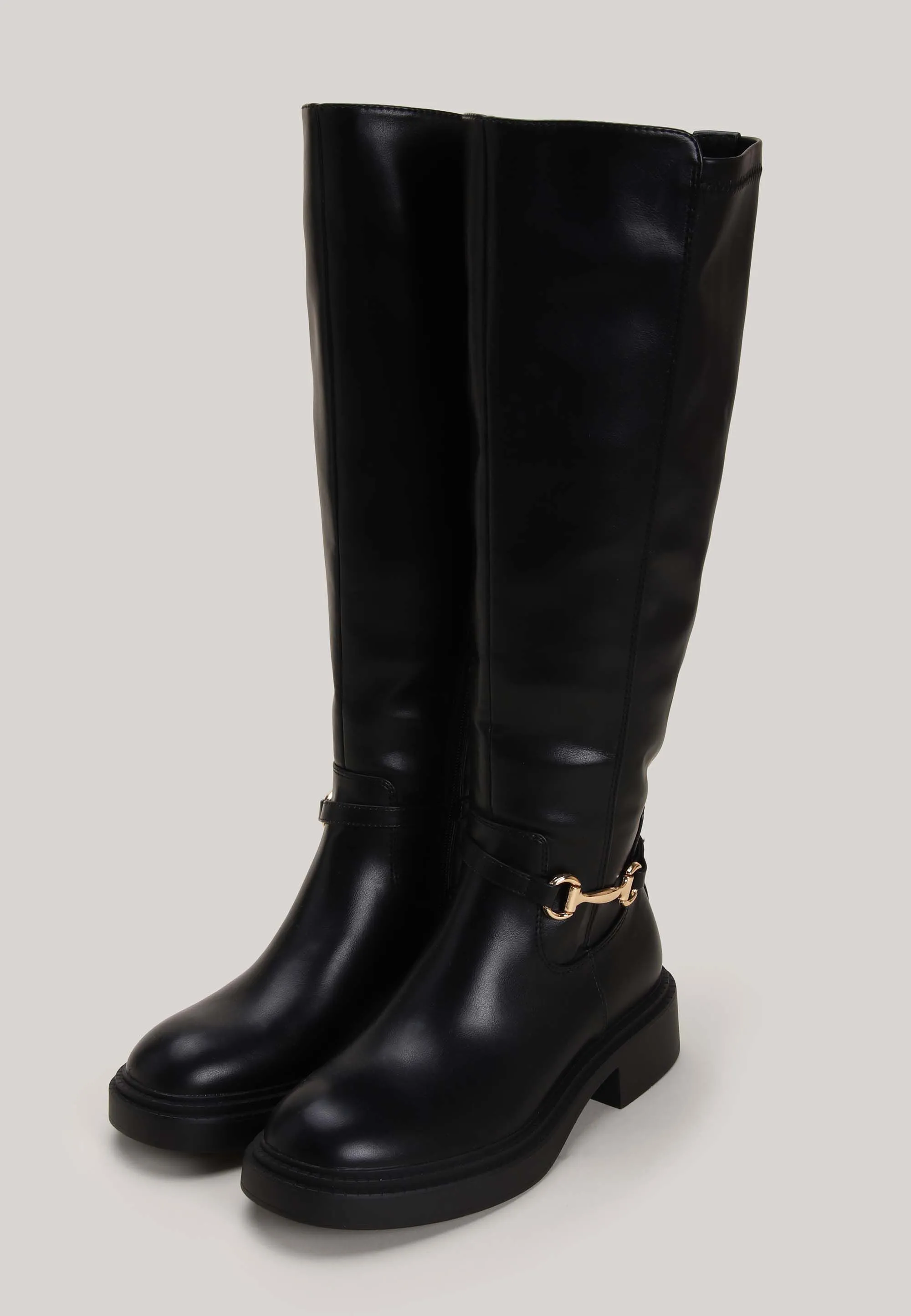 Womens Black Knee High Riding Boots