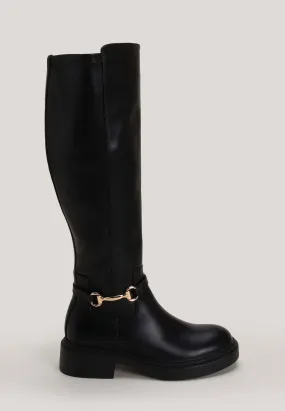 Womens Black Knee High Riding Boots