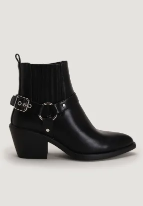 Womens Black Western Buckle Boots