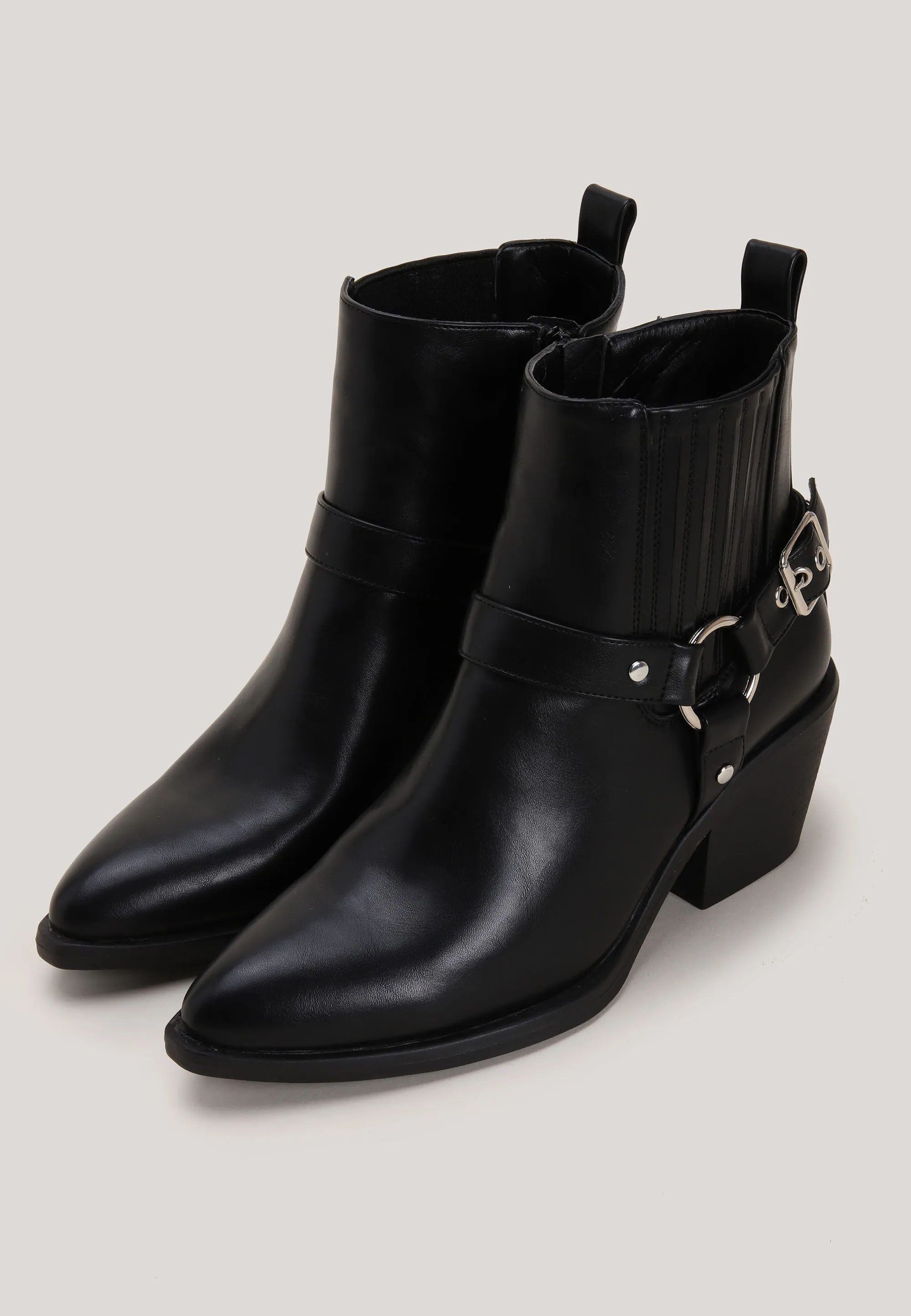 Womens Black Western Buckle Boots