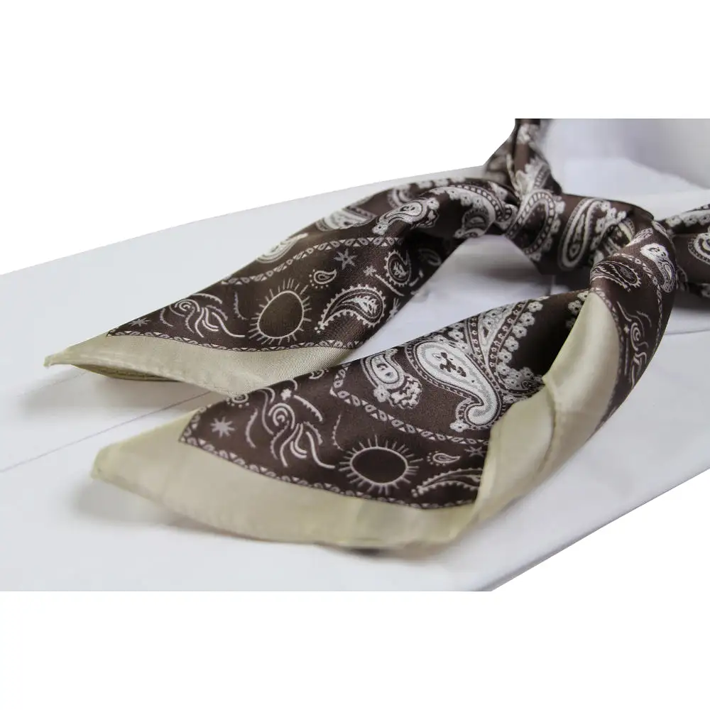 Womens Brown & Champagne Paisley Silk Feel Soft Neck Scarf