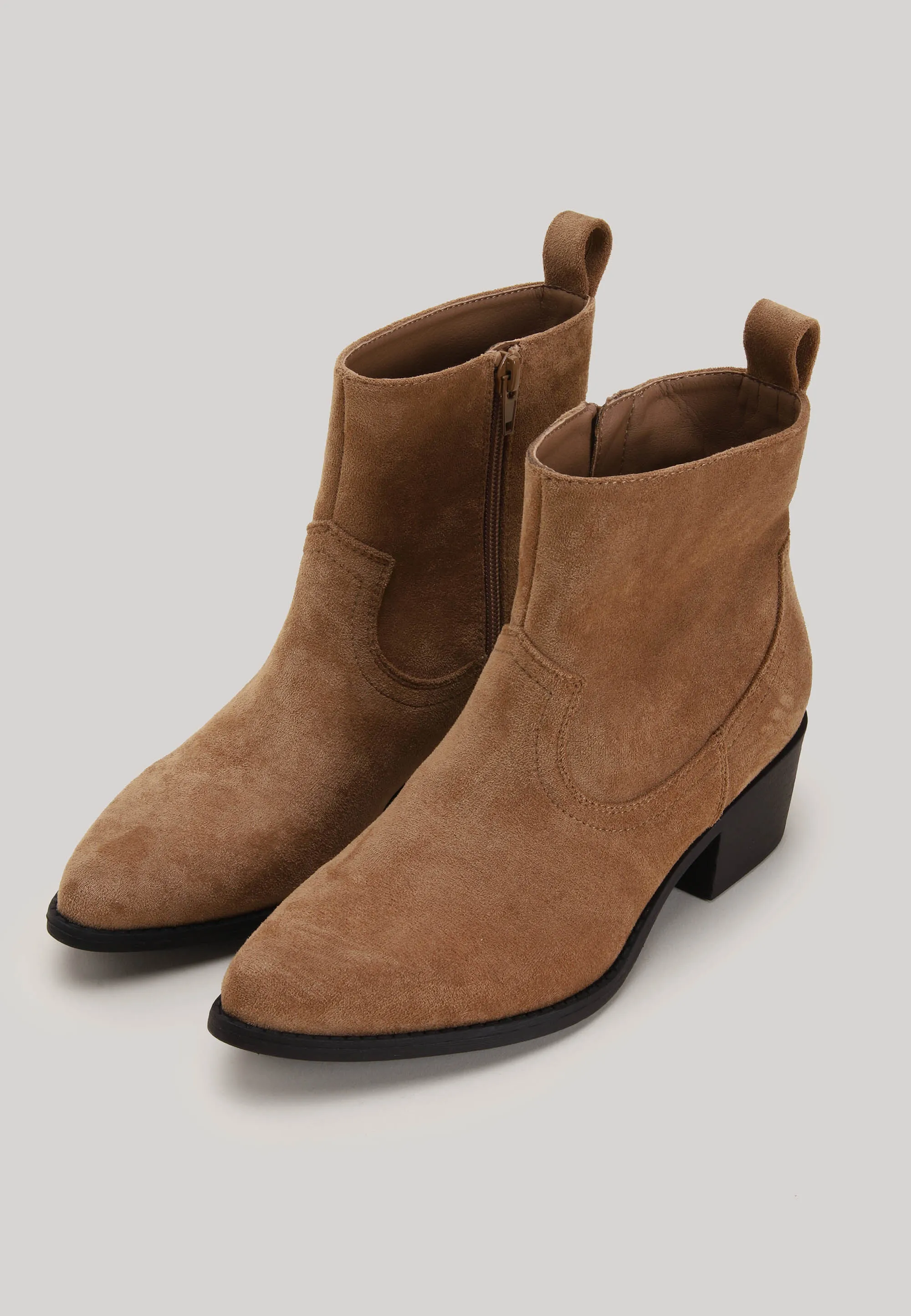 Womens Taupe Ankle Western Boots