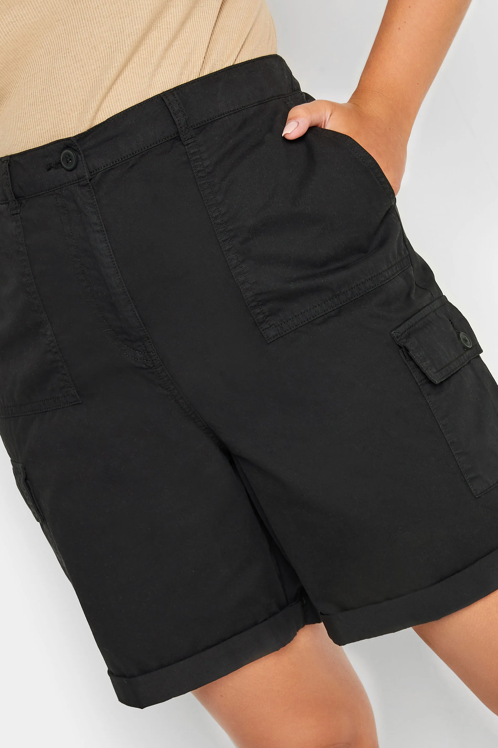 YOURS Curve Black Cargo Chino Shorts